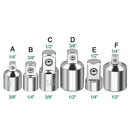 Ratchet Wrench Socket Converter Sleeve Head Adapter 1/2 "Big Fly To 3/8" Fly To 1/4 "Stainless Steel to 1/4" To 1/2 "To 3/8"