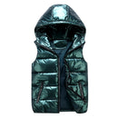 Women Winter Vests Hooded 2022 New Short Bright Color Vest Cotton Padded Jacket Sleeveless Female Winter Waistcoat Vest