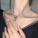 Gothic Butterfly Pendant Necklace for Women Choker Aesthetic Grunge Chain accessories IGIRL Indie Collar Jewelry Friends Gift