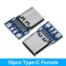 10PCS USB 3.1 Type-C Connector 12 24 Pins Female/Male Socket Receptacle Adapter to Solder Wire & Cable 24 Pins Support PCB Board