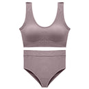 CINOON Sexy Seamless Tops Set High Waist Panties Women Wireless Underwear Suit Soft Padded Bras Set Backless Bralette Lingerie