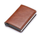 Custom Name Business Bank Credit Card Holder Men Wallet Coin Leather Wallet RFID Aluminium Box CardHolder with Money Clips Purse