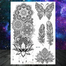 Sexy Black Henna Temporary Tattoos For Women Girls Body Art Decoration Fake Jewelry Chains Waterproof Mandala Flower Tatoos Kit