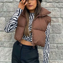 Puffy Vest Women Zip Up Stand Collar Sleeveless Lightweight Padded Cropped Puffer Quilted Vest Winter Warm Coat Jacket 2022 New