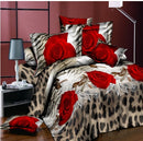 Home textiles cotton Leopard grain rose 3D bedding sets King size 4 Pcs of duvet cover bed sheet pillowcase bedclothes