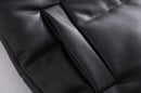 Black Stand Collar Vests Women Fashion Zipper PU Leather Coats Women Elegant Autumn Winter Short Vests Female Ladies
