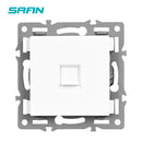 SRAN F6 Series White Crystal Tempered Glass Panel Light switch eu french wall socket usb tv rj45 rj11 Sensor switch Module DIY