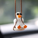 Gypsum Cute Anime Car Accessorie Swing Duck Pendant Auto Rearview Mirror Ornaments Birthday Gift Auto Decoraction Car Fragrance