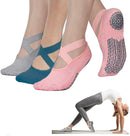 Yoga Socks for Women Non-Slip Grips & Straps, Bandage Cotton Sock, Ideal for Pilates Pure Barre Ballet Dance Barefoot Workout