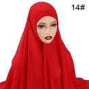 Muslim Chiffon Scarf For Women Fashion Veil Instant Hijab Wrap Headscarf Islam Solid Color Cap Musulman Wrap Scarves 25 Colors