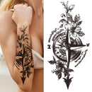 Death Skull Flower Temporary Tattoo For Women Girls Snake Bird Peony Tattoo Sticker Black Fake Blossom Sexy Tatoo Transfer Adult
