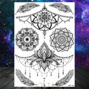 Sexy Black Henna Temporary Tattoos For Women Girls Body Art Decoration Fake Jewelry Chains Waterproof Mandala Flower Tatoos Kit