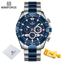 NAVIFORCE Watches For Men 2022 Luxury Original Classic Quartz Clock Analog Chronograph Sports Waterproof Steel Band Wrist Watch