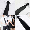 Black Simple Clip on Tie Security Tie Doorman Steward Matte Black Funeral Tie for Men Women Students