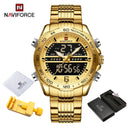 Luxury Brand NAVIFORCE Digital Sport Watch For Men Steel Band Waterproof Chronograph Alarm Clock Luminous Quartz Wrist watch Man