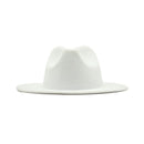 Autumn Winter Womens Felt Hat Fedoras Big Brim Hats For Women British Style Vintage Church Hats Lady Flat Brim White jazz cap
