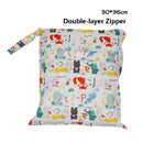 Baby Diaper Bag Cartoon Print Waterproof Wet Dry Nappy Zipper Handbag Stroller Carry Pack Travel Outdoor Wet Diaper Storage Bags