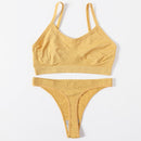 Sexy Women Bra Set Seamless Bra and Pantys Set Sexy Lingerie Set Rib Crop Top Female Brassiere Low Wasit Thong Fitness Underwear