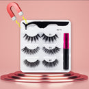 3Pairs Magnetic Lashes 3D Mink Eyelashes Wholesale Fake Eyelashes Magnetic Eyeliner With Tweezer Makeup Set For Beauty Faux Cils