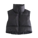 Puffy Vest Women Zip Up Stand Collar Sleeveless Lightweight Padded Cropped Puffer Quilted Vest Winter Warm Coat Jacket 2022 New