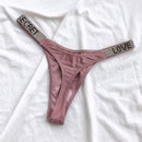 Sexy Rhinestone Thong Low Waist Panties Women Comfort Ice Silk Seamless Lingerie G String Cotton Breathable Intimates Underwear