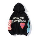 Graffiti Letter Foam Plus Velvet Sweatshirts Men and Women Harajuku Oversized Fleece Hoodie Hip Hop Stranger Things Hooded Hoody