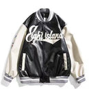 American retro letter embroidery leather jackets coats women&
