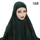 Muslim Chiffon Scarf For Women Fashion Veil Instant Hijab Wrap Headscarf Islam Solid Color Cap Musulman Wrap Scarves 25 Colors