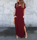 Plus Size 5XL Sexy Women Dress Summer 2021 Solid Casual Short Sleeve Maxi Dress For Women Long Dress Free Shipping Lady Dresses