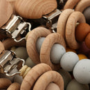 Baby Pacifier Clips Silicone Beads Wooden Ring Pacifier Chain Infant Nipple Appease Soother Chain Clips Dummy Holder Nipple Clip