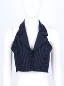 Womens Stripe Vests Elegant OL Waistcoat Suit Vest Halter Neck V-Neck Office Ladies Crop Tops Business Formal Work Wear Mujer