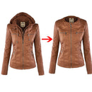 Gothic Faux Leather Jacket Women 2019 Hoodies Winter Autumn Motorcycle Jacket Black Outerwear Faux Leather PU Basic Jacket Coat