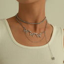 Gothic Butterfly Pendant Necklace for Women Choker Aesthetic Grunge Chain accessories IGIRL Indie Collar Jewelry Friends Gift