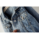 DEAT Fast Delivery New Autumn Fashion Women’s Denim Jacket Full Sleeve Loose Button Pearls Short Lapel Wild Casual 2022 AP446