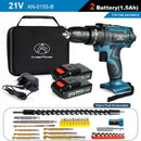 2 Speed Cordless Impact Drill 21V Electric Screwdriver Home Mini 1500 Mah 18650 Lithium Battery Wireless Rechargeable Hand Drill