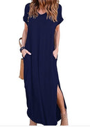 Plus Size 5XL Sexy Women Dress Summer 2021 Solid Casual Short Sleeve Maxi Dress For Women Long Dress Free Shipping Lady Dresses
