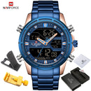 NAVIFORCE Watches for Men Luxury Brand Digital Chronograph Sport Quartz Wristwatch Waterproof Military Steel Band Luminous Clock