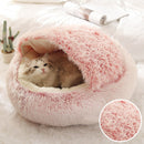 Winter Long Plush Pet Cat Bed Round Cat Cushion Cat House 2 In 1 Warm Cat Basket Cat Sleep Bag Cat Nest Kennel For Small Dog Cat