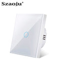 Szaoju EU Touch Switch Power Led Panel Wall Lamp Light Sensor Switches AC100-240V Tempered Crystal Glass 1/2/3 Gang Interruttore