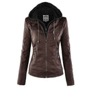 Gothic Faux Leather Jacket Women 2019 Hoodies Winter Autumn Motorcycle Jacket Black Outerwear Faux Leather PU Basic Jacket Coat