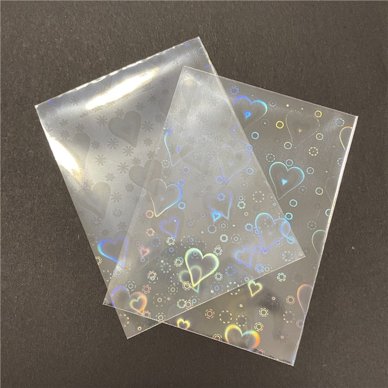 50pcs/Lot Heart-shaped Foil Laser Top Loading Sleeves For YGO Board Game Card Photo Protector Trading Cards Shield Cover