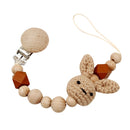 1pc Crochet Bunny Baby Pacifier Clip Chain BPA Free Wooden Beads Appease Soother Chain Clips Newborn Dummy Holder Nipple Clip