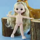 Adollya 16cm BJD Doll Nude Body Ball Jointed Swivel Doll 3D Eyes 13 Moveable Joints Body Make-up Princess 1/12 BJD Dolls