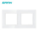 SRAN F6 Series White Crystal Tempered Glass Panel Light switch eu french wall socket usb tv rj45 rj11 Sensor switch Module DIY