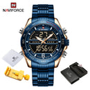 Luxury Brand NAVIFORCE Digital Sport Watch For Men Steel Band Waterproof Chronograph Alarm Clock Luminous Quartz Wrist watch Man
