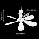 Hanging Fan 4 Speed Adjustable 6 Leaves Ceiling Fan for Outdoor Activities USB Powered Fan Picnic Camping Bbq Supplies