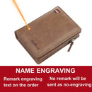 Fashion Men Wallets Name Engraving Zipper Card Holder High Quality Male Purse New PU Leather Coin Holder Men Wallets Carteria