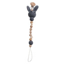 1pc Crochet Bunny Baby Pacifier Clip Chain BPA Free Wooden Beads Appease Soother Chain Clips Newborn Dummy Holder Nipple Clip