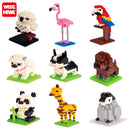 Mini Building Blocks 3D Animal  Diamond Model Micro Bricks Dog Cat Bird Moose Wolf Panda Macaw Toys For Children Birthday Gifts