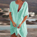 Hot 2021 Cotton Tunics for Beach Women Swimsuit Cover-ups Woman Swimwear Beach Cover up Beachwear Mini Dress Sai de Praia Drop